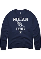 Trevor Nolan  Rally Xavier Musketeers Mens Navy Blue NIL Sport Icon Track Long Sleeve Crew Sweat..