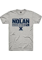 Trevor Nolan  Xavier Musketeers Ash Rally NIL Stacked Box Track Short Sleeve T Shirt