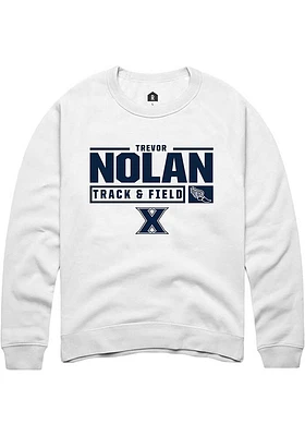 Trevor Nolan  Rally Xavier Musketeers Mens White NIL Stacked Box Track Long Sleeve Crew Sweatshi..