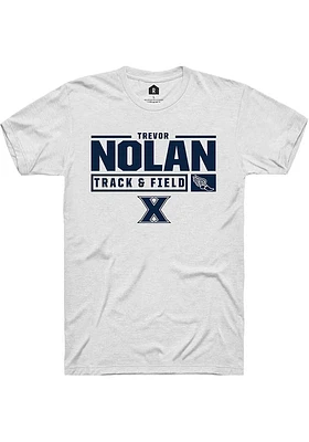 Trevor Nolan  Xavier Musketeers White Rally NIL Stacked Box Track Short Sleeve T Shirt