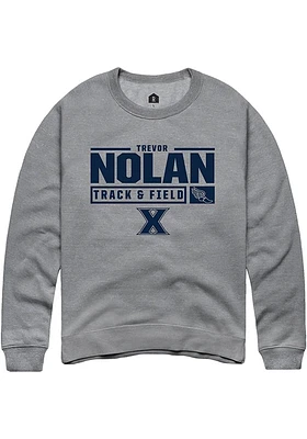 Trevor Nolan  Rally Xavier Musketeers Mens Graphite NIL Stacked Box Long Sleeve Crew Sweatshirt