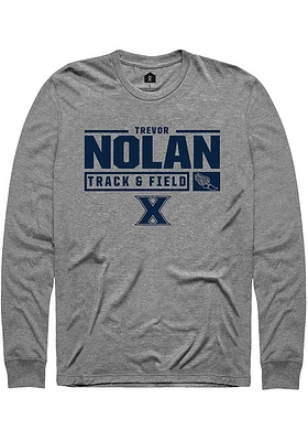 Trevor Nolan  Xavier Musketeers Graphite Rally NIL Stacked Box Long Sleeve T Shirt