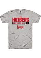 Samuel Hoiberg  Nebraska Cornhuskers Ash Rally NIL Stacked Box Short Sleeve T Shirt