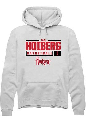 Samuel Hoiberg Rally Nebraska Cornhuskers Mens NIL Stacked Box Long Sleeve Hoodie