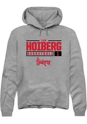 Samuel Hoiberg  Rally Nebraska Cornhuskers Mens Graphite NIL Stacked Box Long Sleeve Hoodie