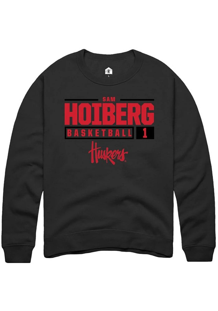 Samuel Hoiberg Rally Nebraska Cornhuskers Mens NIL Stacked Box Long Sleeve Crew Sweatshirt