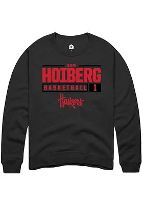 Samuel Hoiberg Rally Nebraska Cornhuskers Mens NIL Stacked Box Long Sleeve Crew Sweatshirt