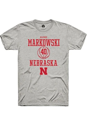 Alexis Markowski  Nebraska Cornhuskers Ash Rally NIL Sport Icon Short Sleeve T Shirt