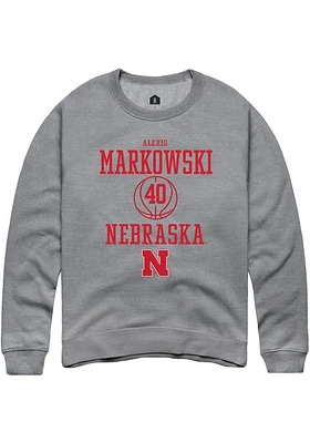 Alexis Markowski  Rally Nebraska Cornhuskers Mens Graphite NIL Sport Icon Long Sleeve Crew Sweatsh..