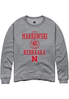 Alexis Markowski  Rally Nebraska Cornhuskers Mens Graphite NIL Sport Icon Long Sleeve Crew Sweatsh..