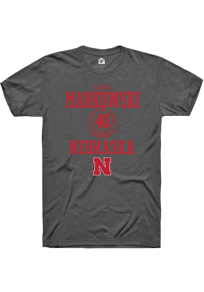 Alexis Markowski Nebraska Cornhuskers Dark Grey Rally NIL Sport Icon Short Sleeve T Shirt
