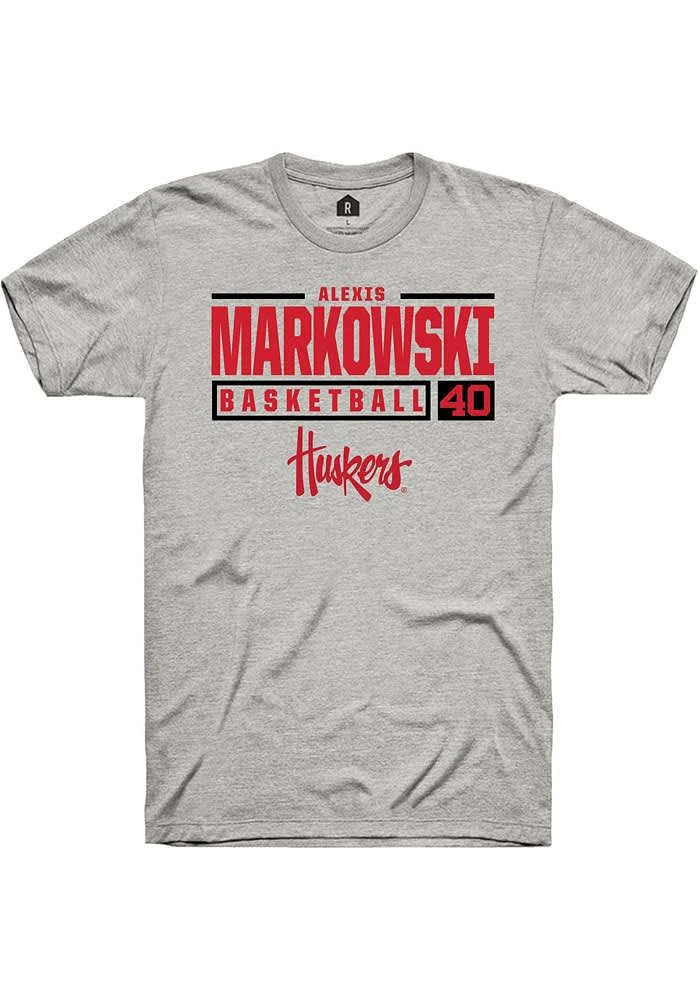 Alexis Markowski Nebraska Cornhuskers Ash Rally NIL Stacked Box Short Sleeve T Shirt