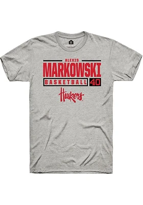 Alexis Markowski  Nebraska Cornhuskers Ash Rally NIL Stacked Box Short Sleeve T Shirt