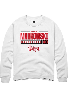 Alexis Markowski Rally Nebraska Cornhuskers Mens NIL Stacked Box Long Sleeve Crew Sweatshir