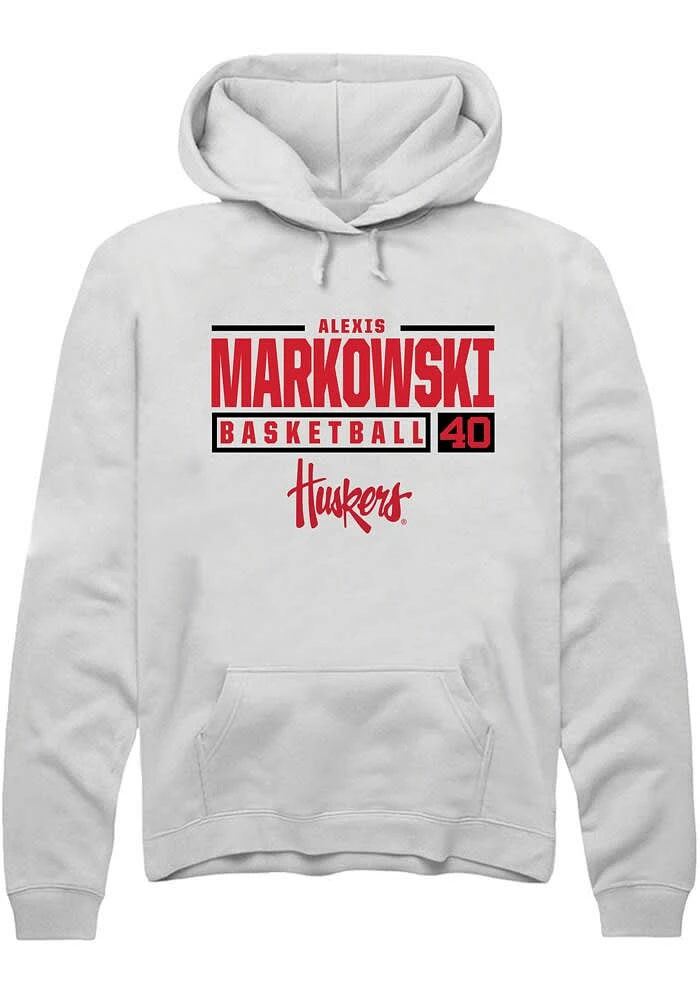 Alexis Markowski Rally Nebraska Cornhuskers Mens NIL Stacked Box Long Sleeve Hoodie
