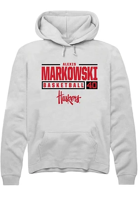 Alexis Markowski Rally Nebraska Cornhuskers Mens NIL Stacked Box Long Sleeve Hoodie