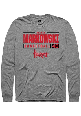 Alexis Markowski  Nebraska Cornhuskers Graphite Rally NIL Stacked Box Long Sleeve T Shirt