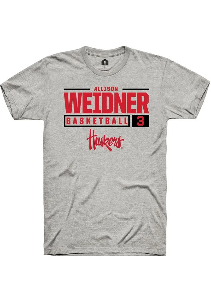 Allison Weidner Nebraska Cornhuskers Ash Rally NIL Stacked Box Short Sleeve T Shirt