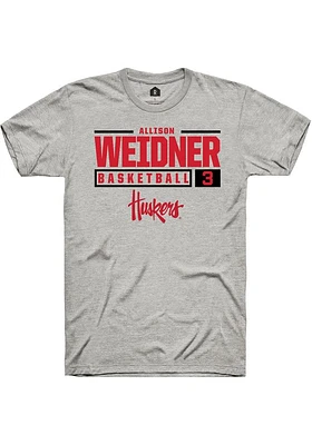 Allison Weidner  Nebraska Cornhuskers Ash Rally NIL Stacked Box Short Sleeve T Shirt