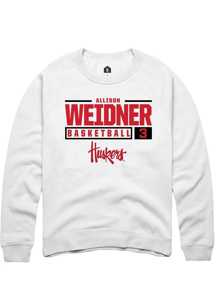 Allison Weidner Rally Nebraska Cornhuskers Mens NIL Stacked Box Long Sleeve Crew Sweatshirt