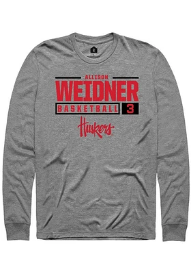 Allison Weidner  Nebraska Cornhuskers Graphite Rally NIL Stacked Box Long Sleeve T Shirt