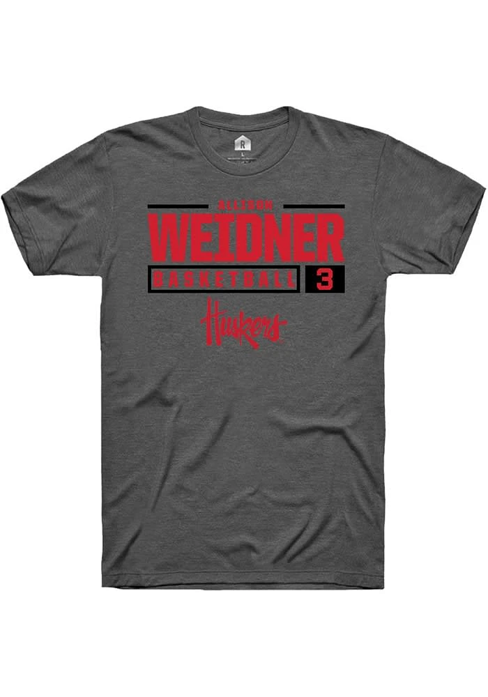 Allison Weidner Nebraska Cornhuskers Dark Grey Rally NIL Stacked Box Short Sleeve T Shirt