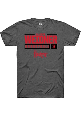 Allison Weidner  Nebraska Cornhuskers Dark Grey Rally NIL Stacked Box Short Sleeve T Shirt
