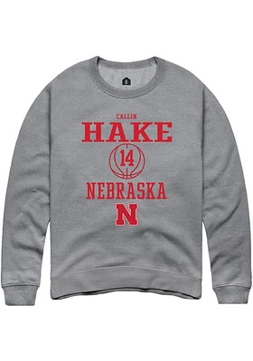 Callin Hake  Rally Nebraska Cornhuskers Mens Graphite NIL Sport Icon Long Sleeve Crew Sweatshirt