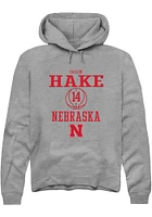 Callin Hake  Rally Nebraska Cornhuskers Mens Graphite NIL Sport Icon Long Sleeve Hoodie