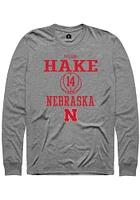 Callin Hake  Nebraska Cornhuskers Graphite Rally NIL Sport Icon Long Sleeve T Shirt