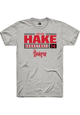 Callin Hake  Nebraska Cornhuskers Ash Rally NIL Stacked Box Short Sleeve T Shirt