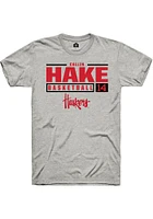 Callin Hake  Nebraska Cornhuskers Ash Rally NIL Stacked Box Short Sleeve T Shirt