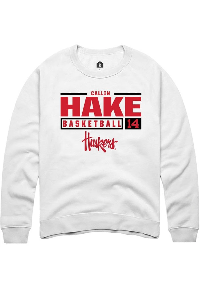 Callin Hake Rally Nebraska Cornhuskers Mens NIL Stacked Box Long Sleeve Crew Sweatshirt