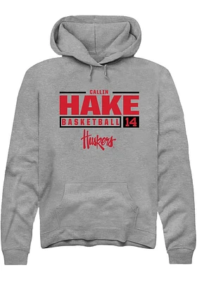 Callin Hake  Rally Nebraska Cornhuskers Mens Graphite NIL Stacked Box Long Sleeve Hoodie