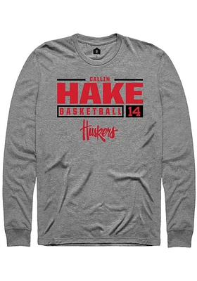 Callin Hake  Nebraska Cornhuskers Graphite Rally NIL Stacked Box Long Sleeve T Shirt