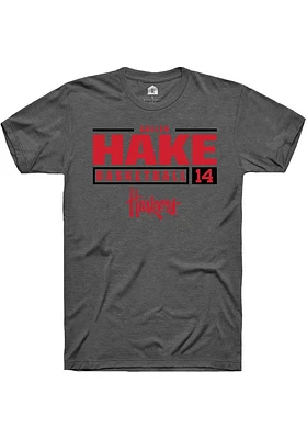 Callin Hake  Nebraska Cornhuskers Dark Grey Rally NIL Stacked Box Short Sleeve T Shirt