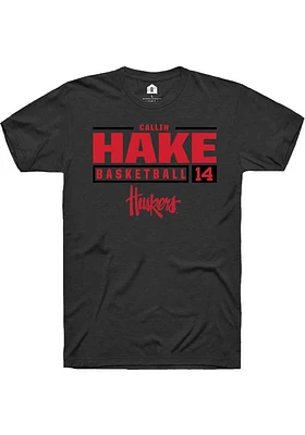 Callin Hake  Nebraska Cornhuskers Black Rally NIL Stacked Box Short Sleeve T Shirt