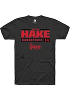 Callin Hake  Nebraska Cornhuskers Black Rally NIL Stacked Box Short Sleeve T Shirt