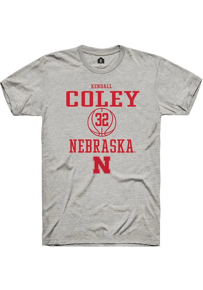 Kendall Coley Nebraska Cornhuskers Ash Rally NIL Sport Icon Short Sleeve T Shirt