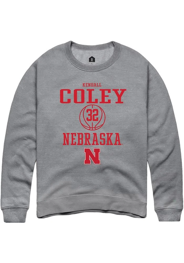 Kendall Coley Rally Nebraska Cornhuskers Mens Graphite NIL Sport Icon Long Sleeve Crew Sweatshirt