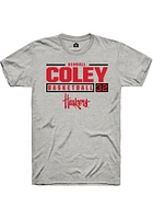 Kendall Coley  Nebraska Cornhuskers Ash Rally NIL Stacked Box Short Sleeve T Shirt
