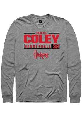 Kendall Coley  Nebraska Cornhuskers Graphite Rally NIL Stacked Box Long Sleeve T Shirt