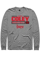 Kendall Coley  Nebraska Cornhuskers Graphite Rally NIL Stacked Box Long Sleeve T Shirt