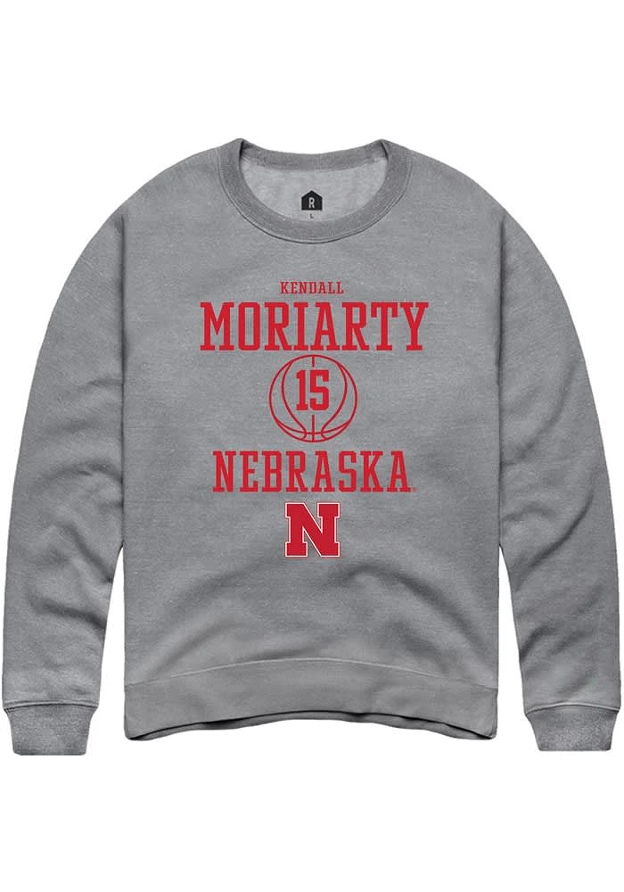 Kendall Moriarty Rally Nebraska Cornhuskers Mens Graphite NIL Sport Icon Long Sleeve Crew Sweatsh..