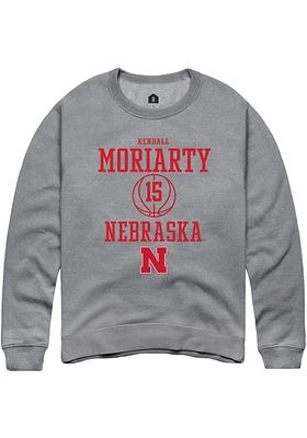 Kendall Moriarty  Rally Nebraska Cornhuskers Mens Graphite NIL Sport Icon Long Sleeve Crew Sweatsh..