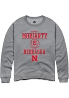 Kendall Moriarty  Rally Nebraska Cornhuskers Mens Graphite NIL Sport Icon Long Sleeve Crew Sweatsh..