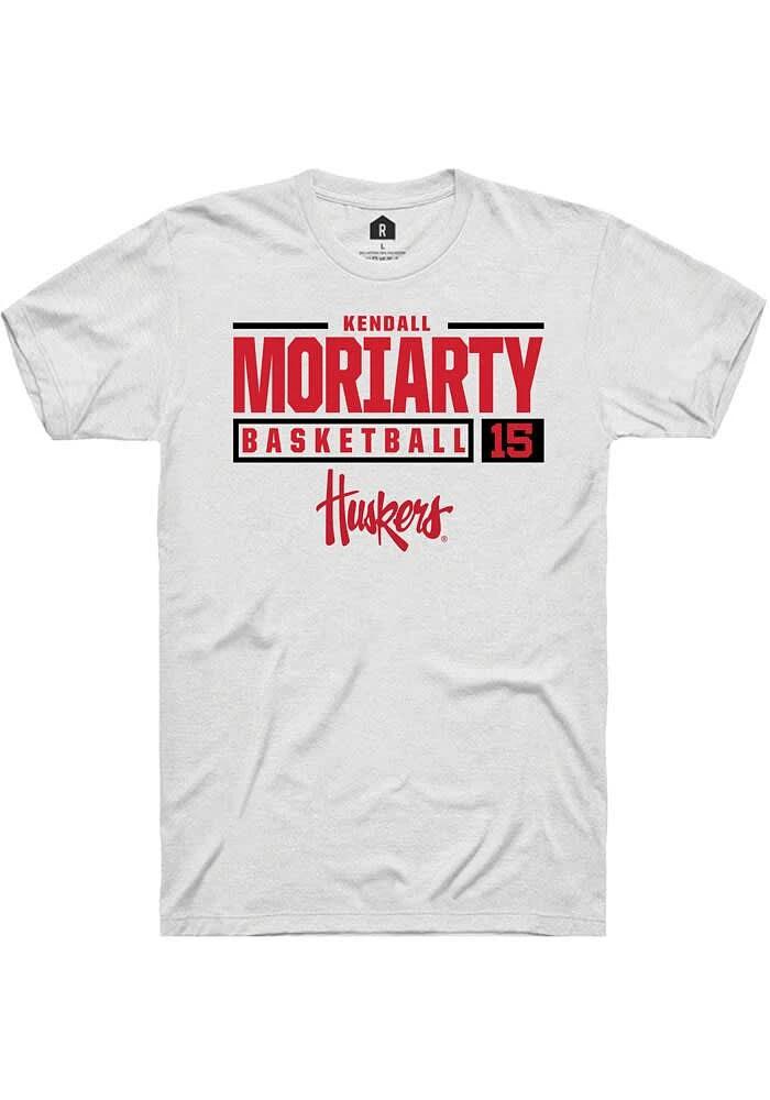 Kendall Moriarty Nebraska Cornhuskers Rally NIL Stacked Box Short Sleeve T Shirt