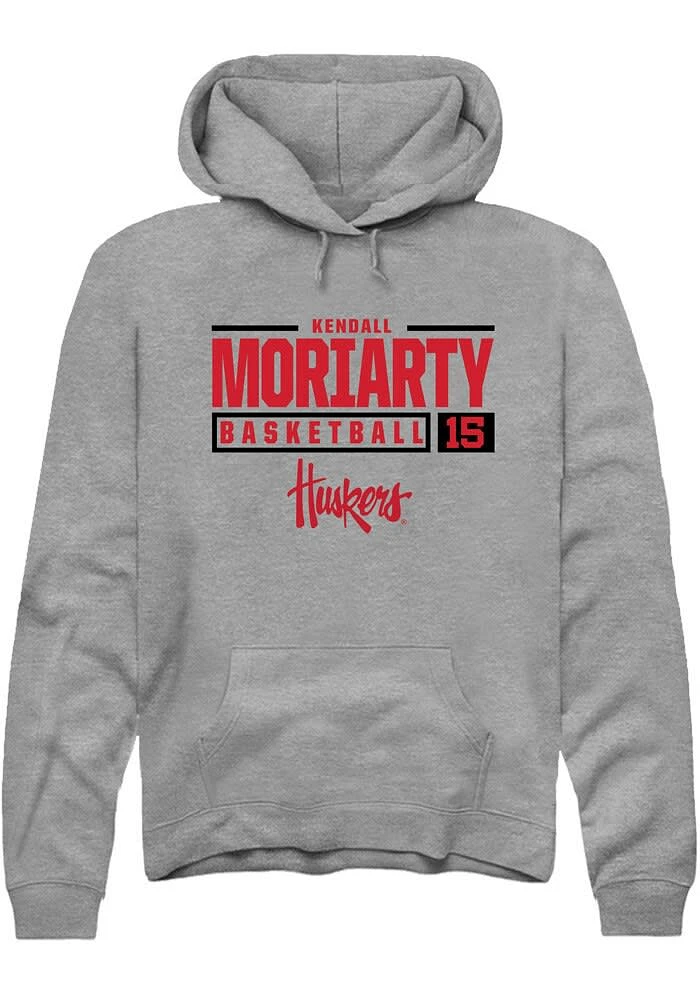 Kendall Moriarty Rally Nebraska Cornhuskers Mens Graphite NIL Stacked Box Long Sleeve Hoodie