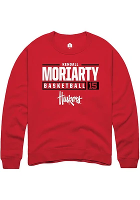 Kendall Moriarty  Rally Nebraska Cornhuskers Mens Red NIL Stacked Box Long Sleeve Crew Sweatshirt