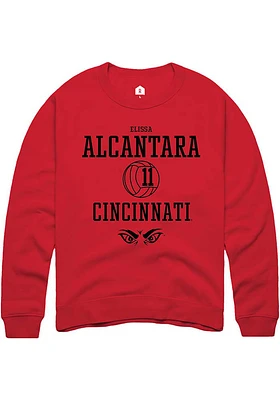 Elissa Alcantara  Rally Cincinnati Bearcats Mens Red NIL Sport Icon Long Sleeve Crew Sweatshirt